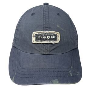 Life Is Good Strapback Baseball Cap Blue One Size Adjustable Embroidered 6 Panel
